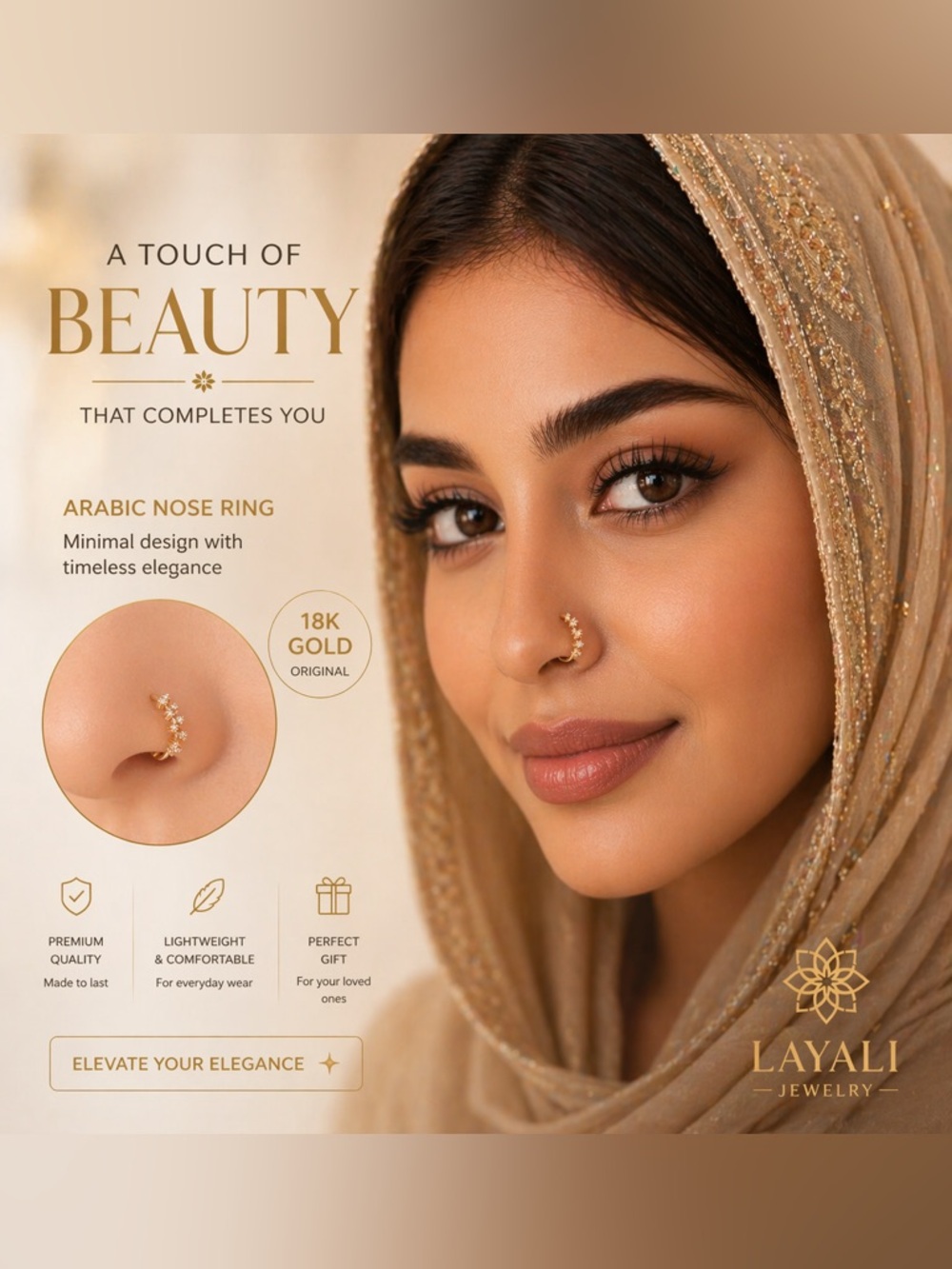 Trendy Nose Hoop ring– Hypoallergenic & Stylish nose piercing jewelry, minimali